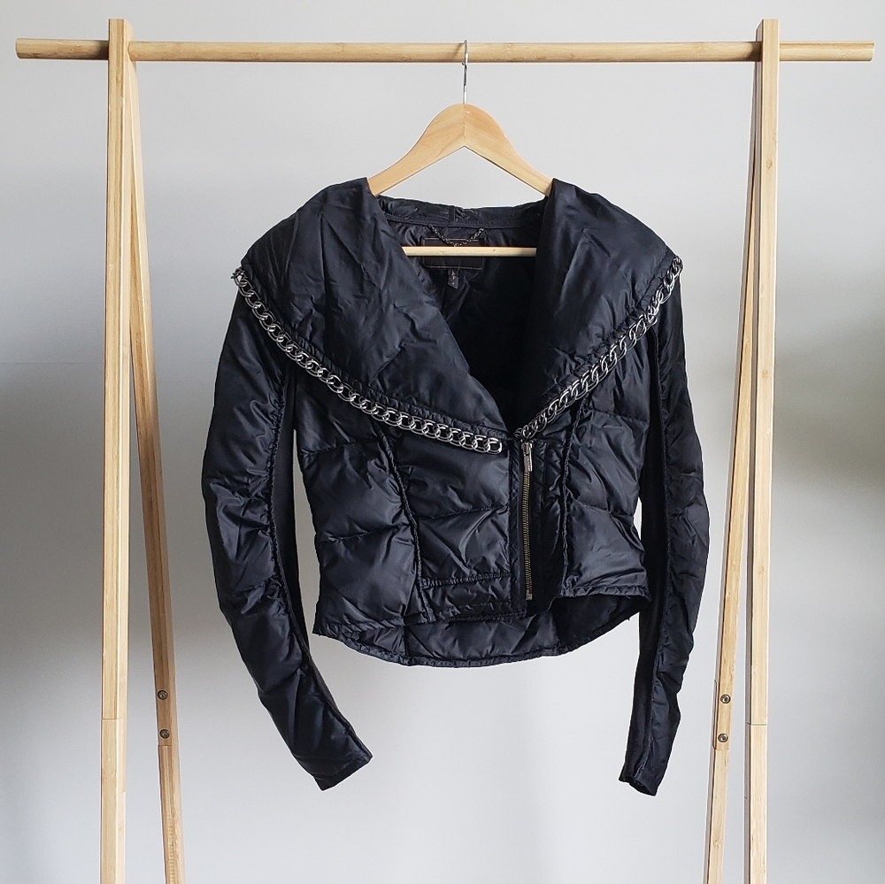 BCBG Black Cropped Jacket with Chain Detail